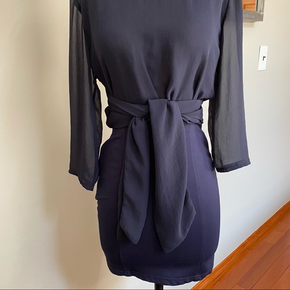 Back and bridge navy mini dress. - Picture 4 of 11